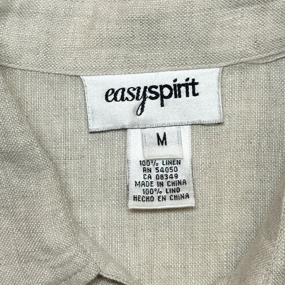 Vintage 100% Linen Maxi Shirt Dress M Sleeveless Minimalist Button Front Neutral - Picture 7 of 13